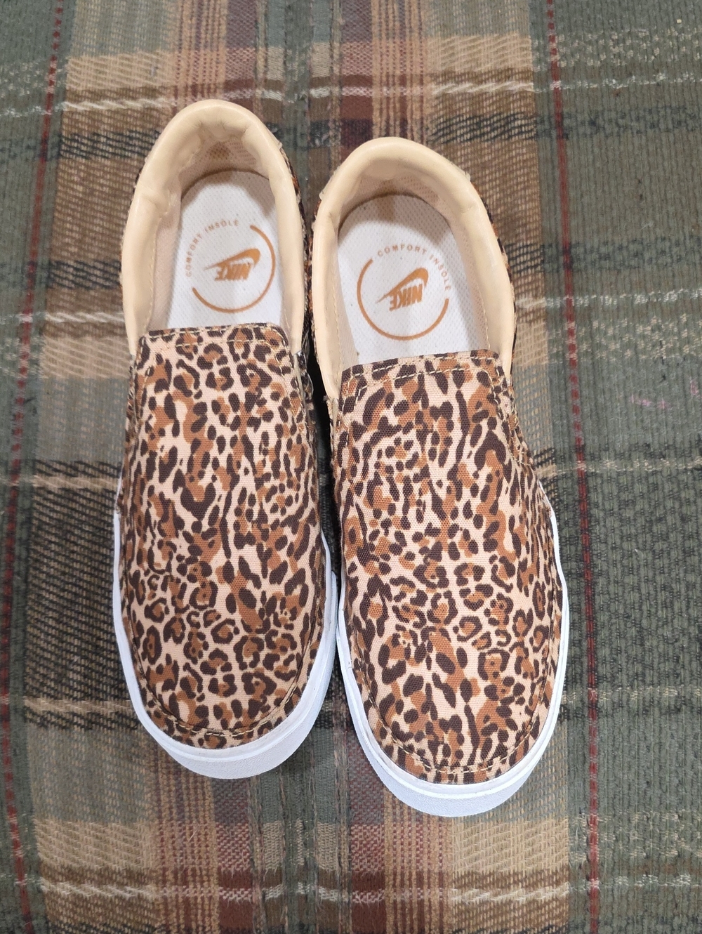 Nike Kids Leopard Slip-On Sneakers in Brown and Black